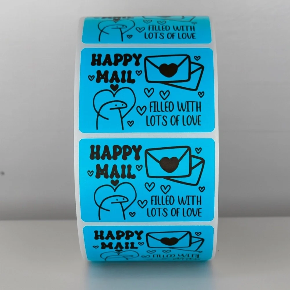 Happy Mail Stickers Filled With Love | Mint Cute Packaging Labels Heart